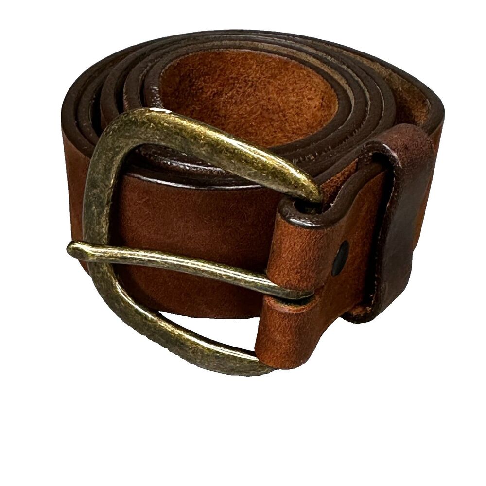 Justin 232BD Leather Belt Size 36 Brown Bark Made in USA Brass Buckle